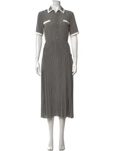 Pre-owned Celine Silk Midi Length Dress In Grey