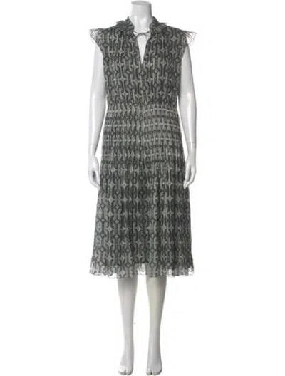 Pre-owned Celine Silk Midi Length Dress In Multi