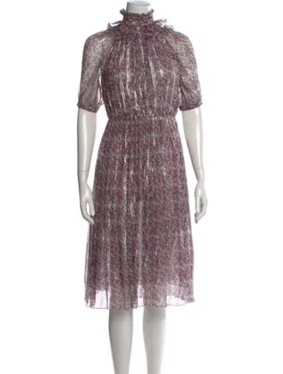 Pre-owned Celine Silk Midi Length Dress In Multi