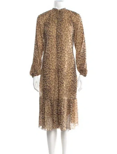 Pre-owned Celine Silk Midi Length Dress In Neutral