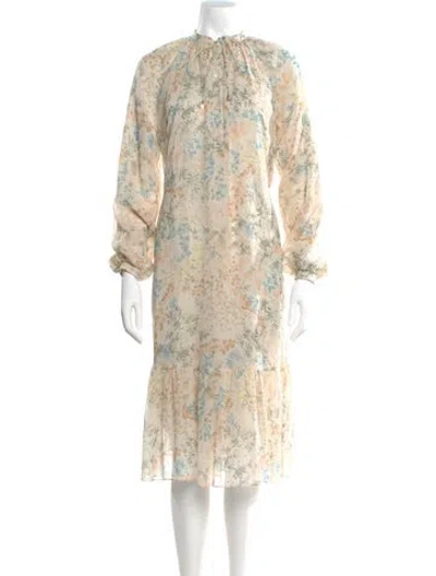 Pre-owned Celine Silk Midi Length Dress In Neutral