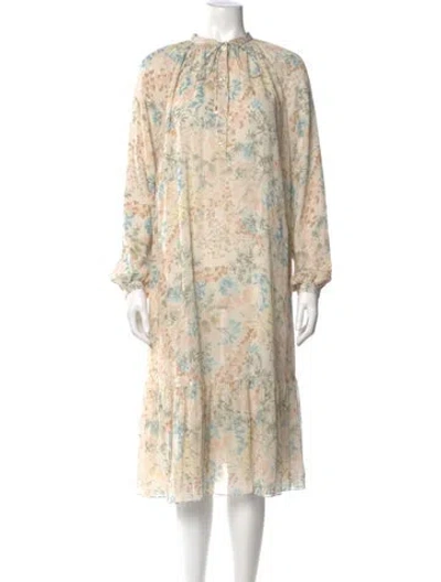 Pre-owned Celine Silk Midi Length Dress In Neutral