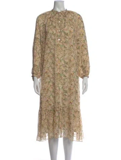 Pre-owned Celine Silk Midi Length Dress In Neutral
