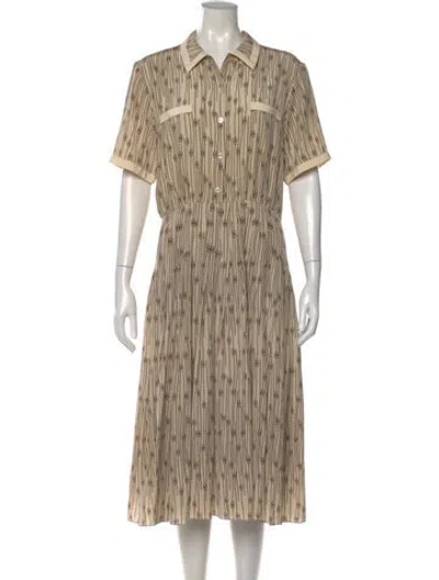 Pre-owned Celine Silk Midi Length Dress In Neutral