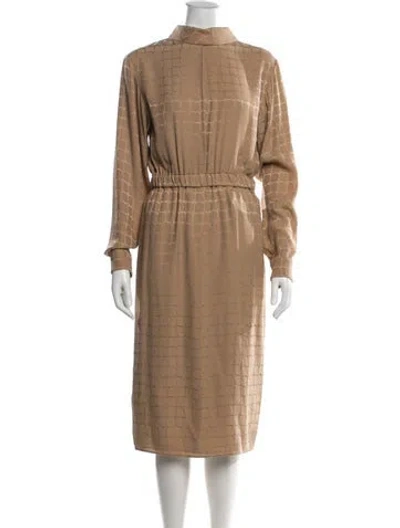 Pre-owned Celine Silk Midi Length Dress In Neutral