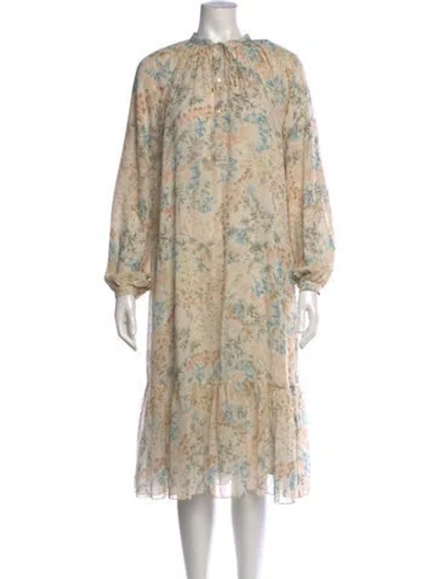 Pre-owned Celine Silk Midi Length Dress In Neutrals
