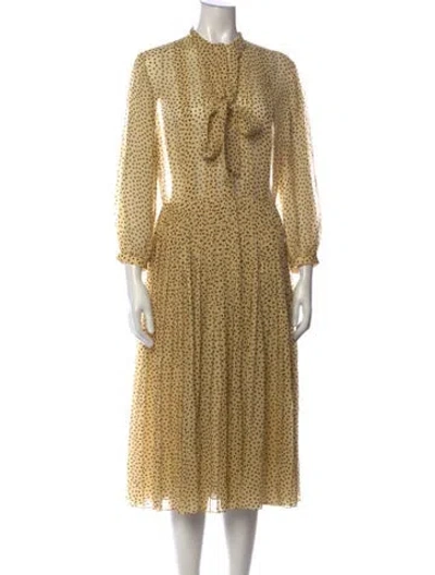 Pre-owned Celine Silk Midi Length Dress In Neutrals