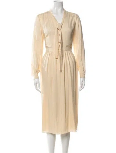 Pre-owned Celine Silk Midi Length Dress In Neutrals