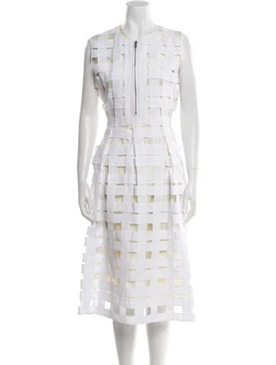 Pre-owned Celine Silk Midi Length Dress In White