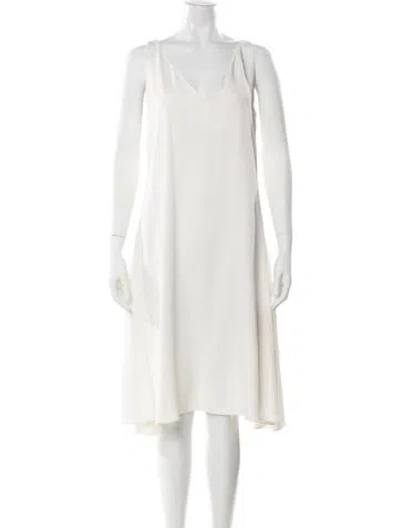Pre-owned Celine Silk Midi Length Dress In White