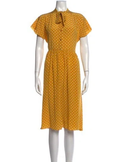 Pre-owned Celine Silk Midi Length Dress In Yellow