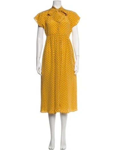 Pre-owned Celine Silk Midi Length Dress In Yellow
