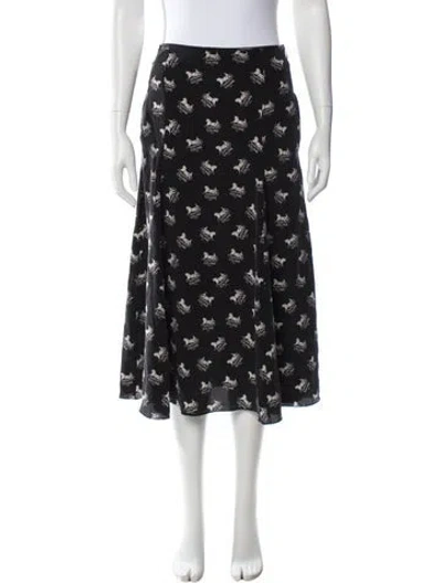 Pre-owned Celine Silk Midi Length Skirt In Black