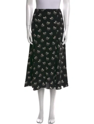 Pre-owned Celine Silk Midi Length Skirt In Black