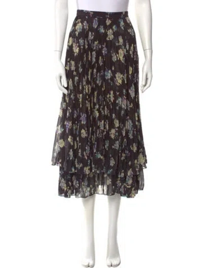 Pre-owned Celine Silk Midi Length Skirt In Black