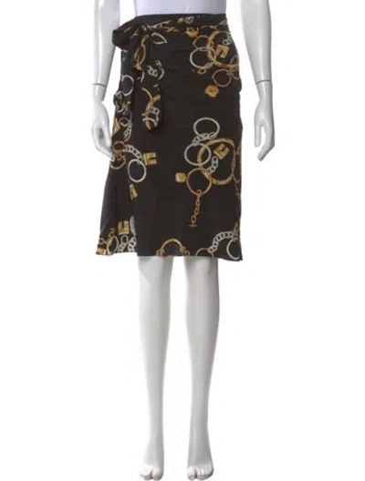 Pre-owned Celine Silk Midi Length Skirt In Black