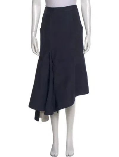 Pre-owned Celine Silk Midi Length Skirt In Blue