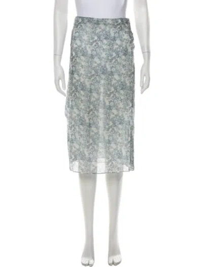 Pre-owned Celine Silk Midi Length Skirt In Blue