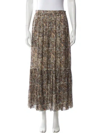 Pre-owned Celine Silk Midi Length Skirt In Brown