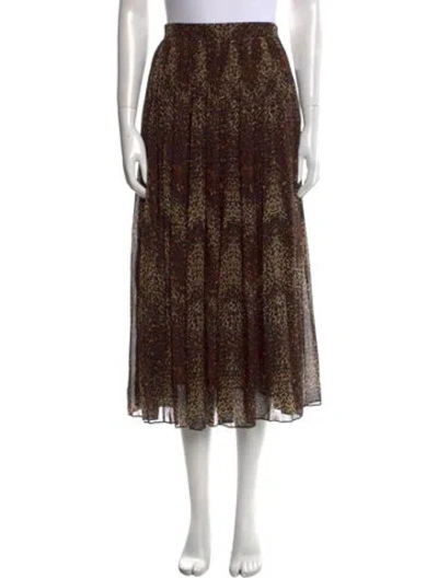 Pre-owned Celine Silk Midi Length Skirt In Brown