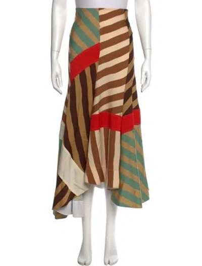 Pre-owned Celine Silk Midi Length Skirt In Brown