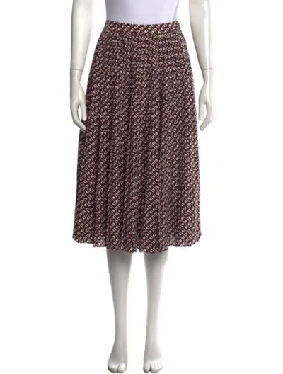 Pre-owned Celine Silk Midi Length Skirt In Burgundy/neutrals