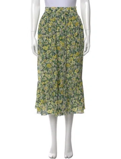 Pre-owned Celine Silk Midi Length Skirt In Green