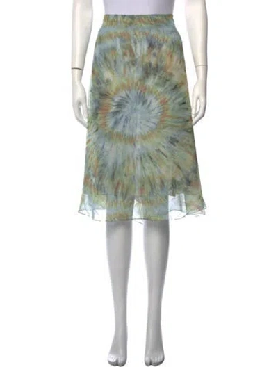 Pre-owned Celine Silk Midi Length Skirt In Green