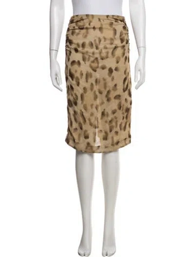 Pre-owned Celine Silk Midi Length Skirt W/ Tags In Neutrals