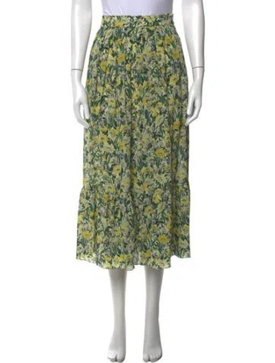 Pre-owned Celine Silk Midi Length Skirt In Yellow