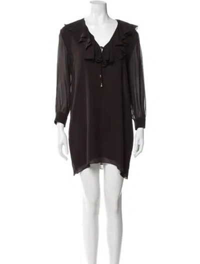 Pre-owned Celine Silk Mini Dress In Brown