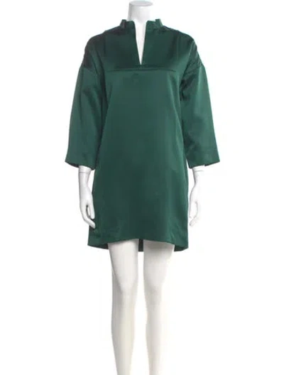 Pre-owned Celine Silk Mini Dress In Green