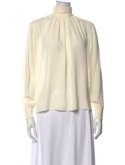 Pre-owned Celine Silk Mock Neck Blouse In Neutrals