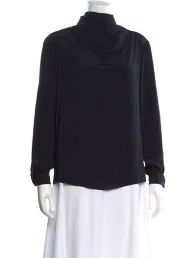 Pre-owned Celine Silk Mock Neck Top In Black