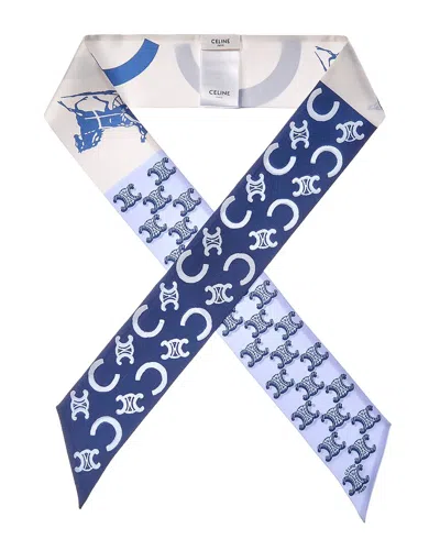 Celine Silk Neck Bow In Blue