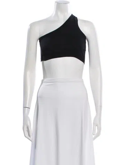 Pre-owned Celine Silk One-shoulder Crop Top In Black