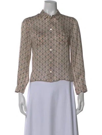 Pre-owned Celine Silk Patterned Blouse In Neutral