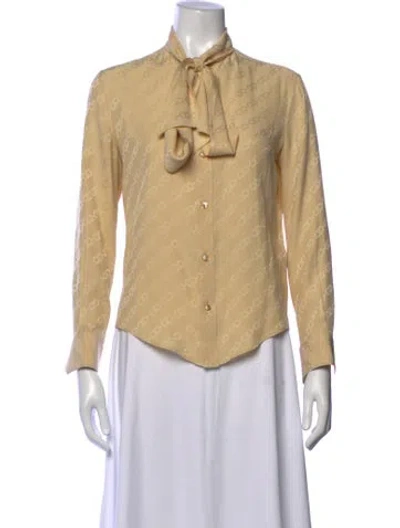 Pre-owned Celine Silk Patterned Blouse In Neutrals