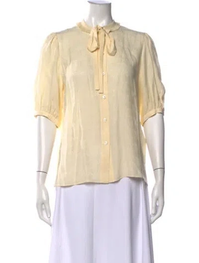 Pre-owned Celine Silk Patterned Blouse W/ Tags In Neutrals
