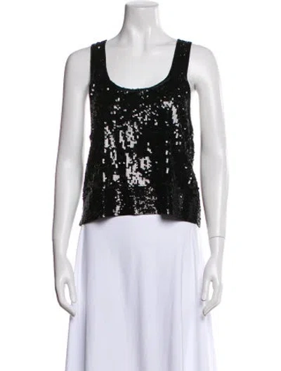 Pre-owned Celine Silk Patterned Crop Top In Black