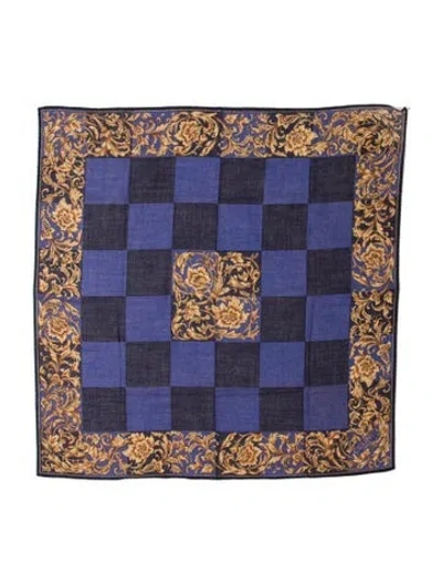 Pre-owned Celine Silk Patterned Scarf In Blue/neutrals