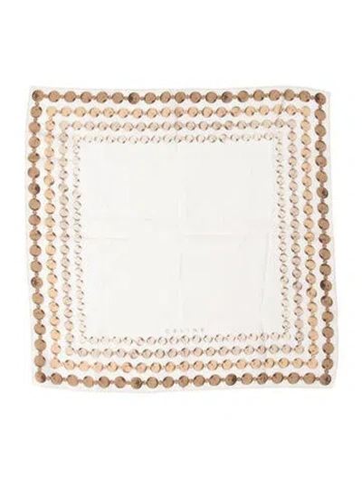 Pre-owned Celine Silk Patterned Scarf W/ Tags In White
