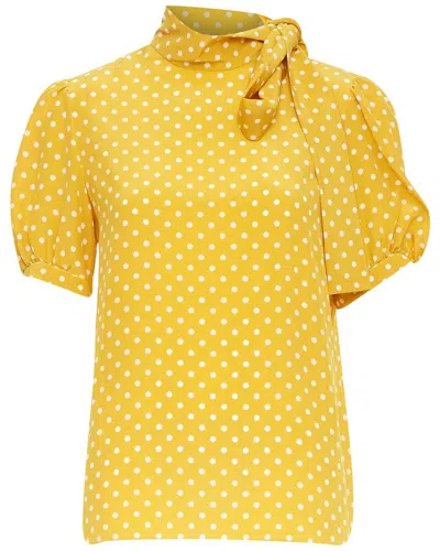 Pre-owned Celine Silk Polka Dot Puff Blouse