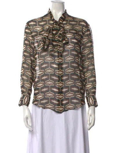 Pre-owned Celine Silk Printed Blouse