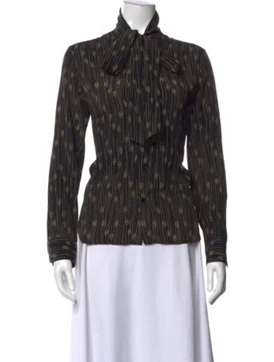 Pre-owned Celine Silk Printed Blouse In Black