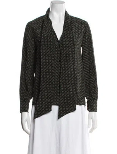 Pre-owned Celine Silk Printed Blouse In Green