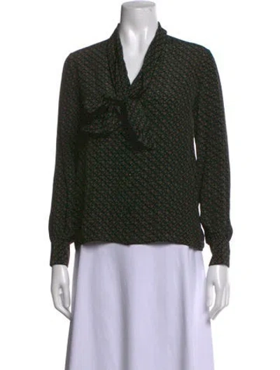 Pre-owned Celine Silk Printed Blouse In Green/orange