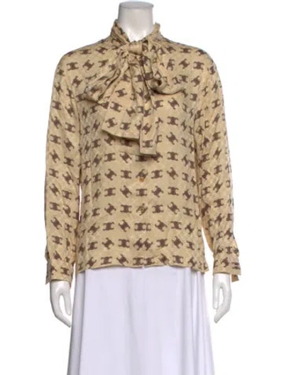 Pre-owned Celine Silk Printed Blouse In Neutral