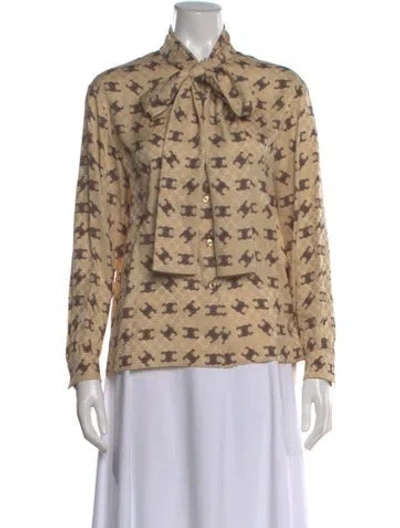 Pre-owned Celine Silk Printed Blouse In Neutral