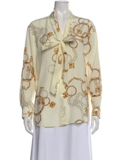 Pre-owned Celine Silk Printed Blouse In Neutral